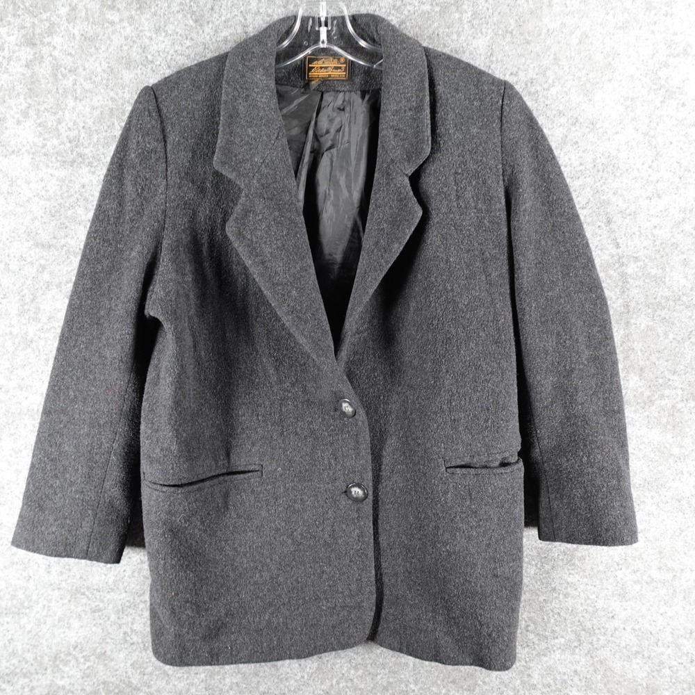 Eddie Bauer Blazer Women Petite S‎ Charcoal Gray Classic Notch Single-Breasted